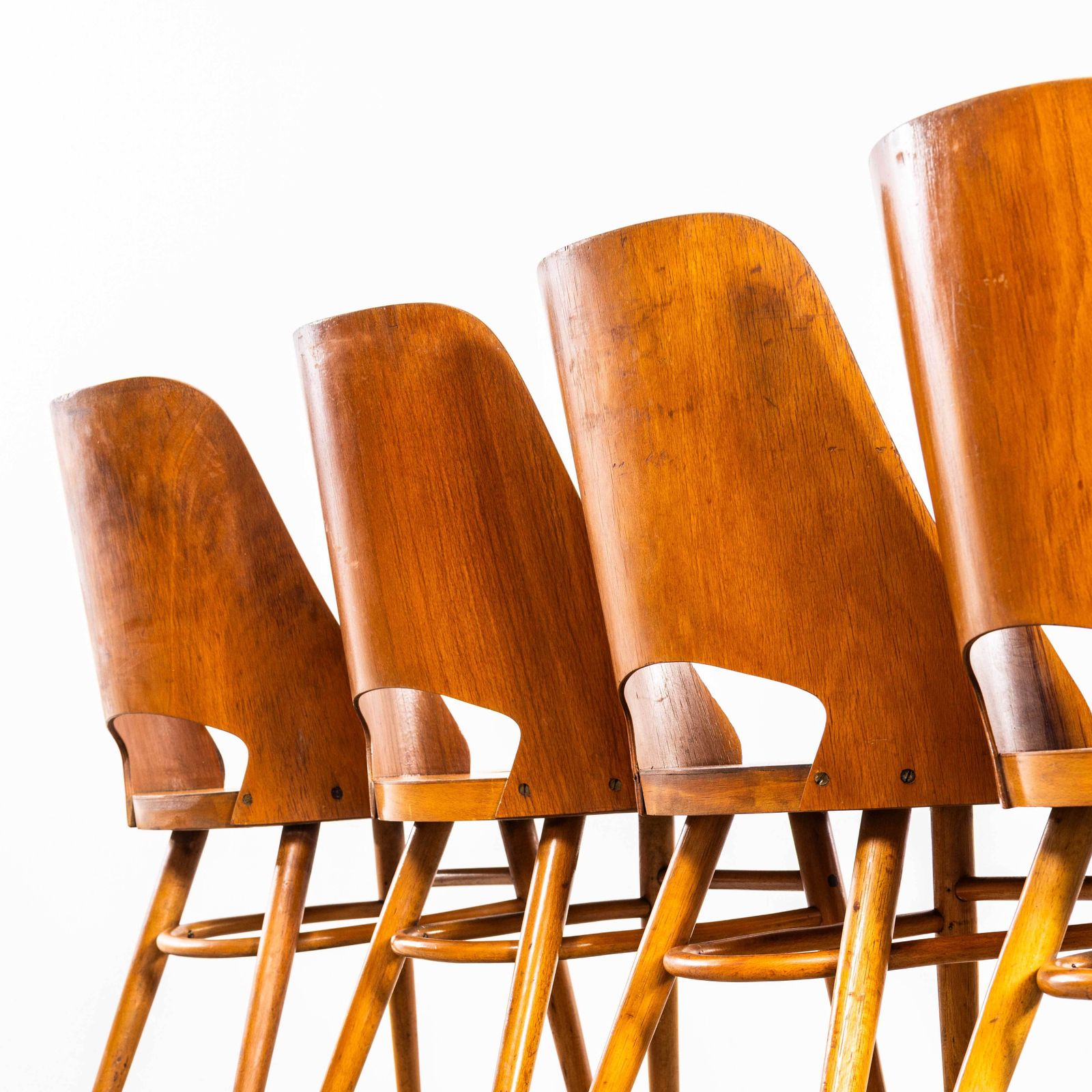 1950's Honey Beech Dining Chairs By Radomir Hoffman   Set Of Four photo for sale