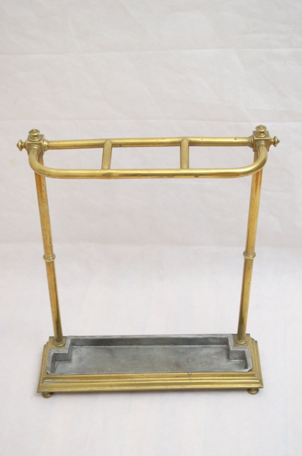 Victorian Brass Umbrella Stand On Bun Feet With A Drip Tray photo for sale