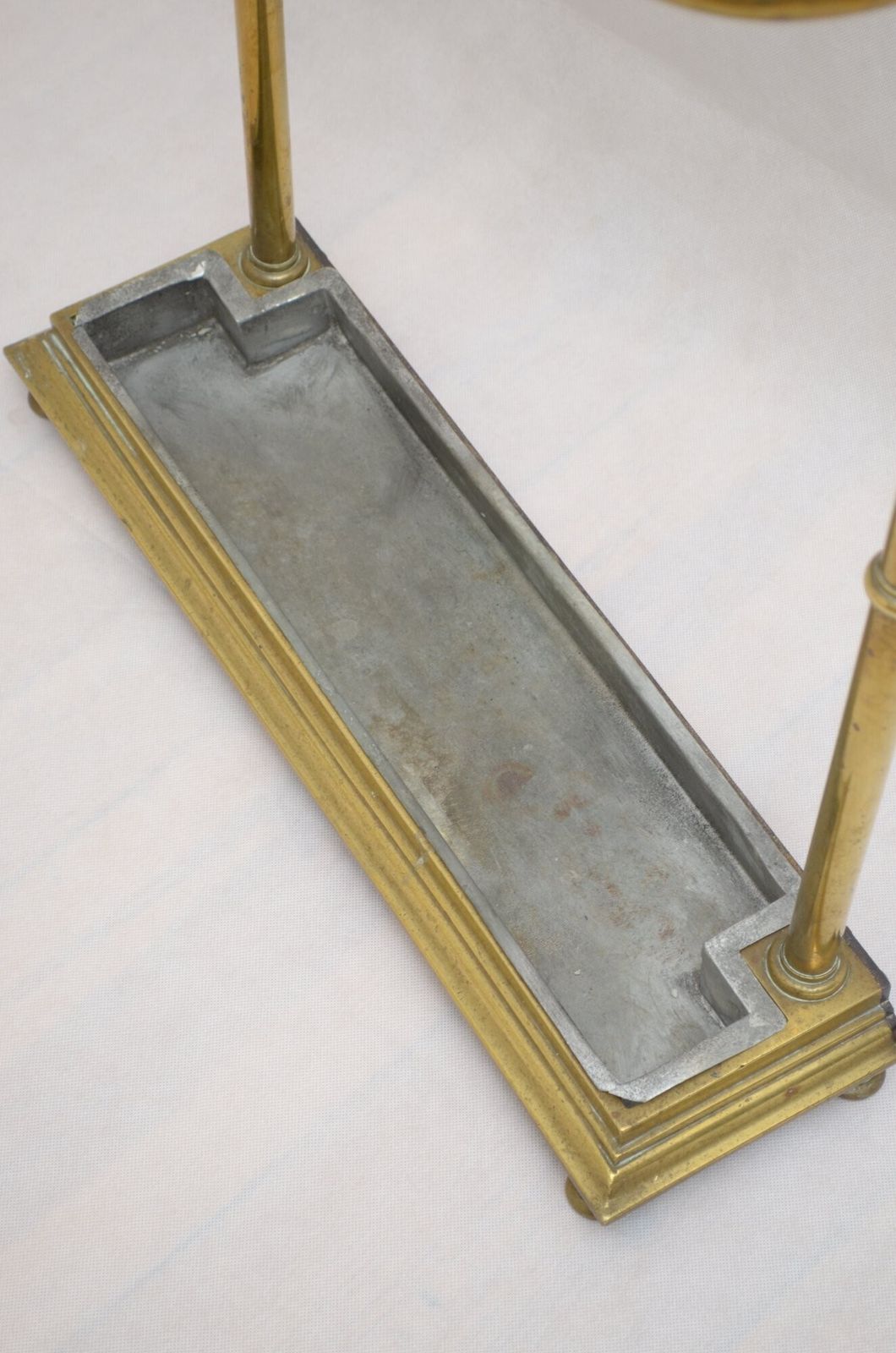 Victorian Brass Umbrella Stand On Bun Feet With A Drip Tray photo vintage