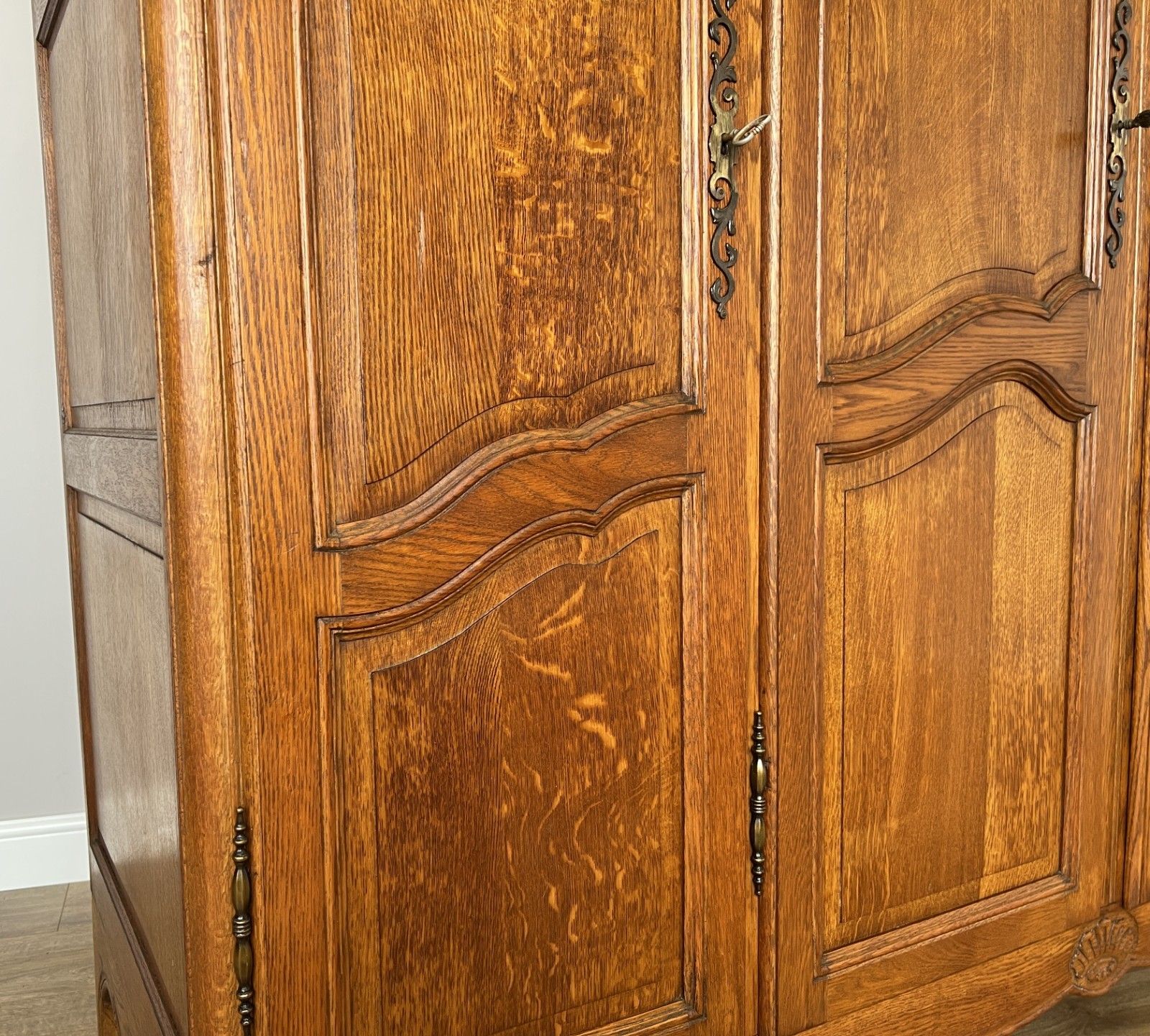 Wardrobe Vintage French Louis XVI Style Four Door Oak Carved Armoire Lot 6080 photo 849.0