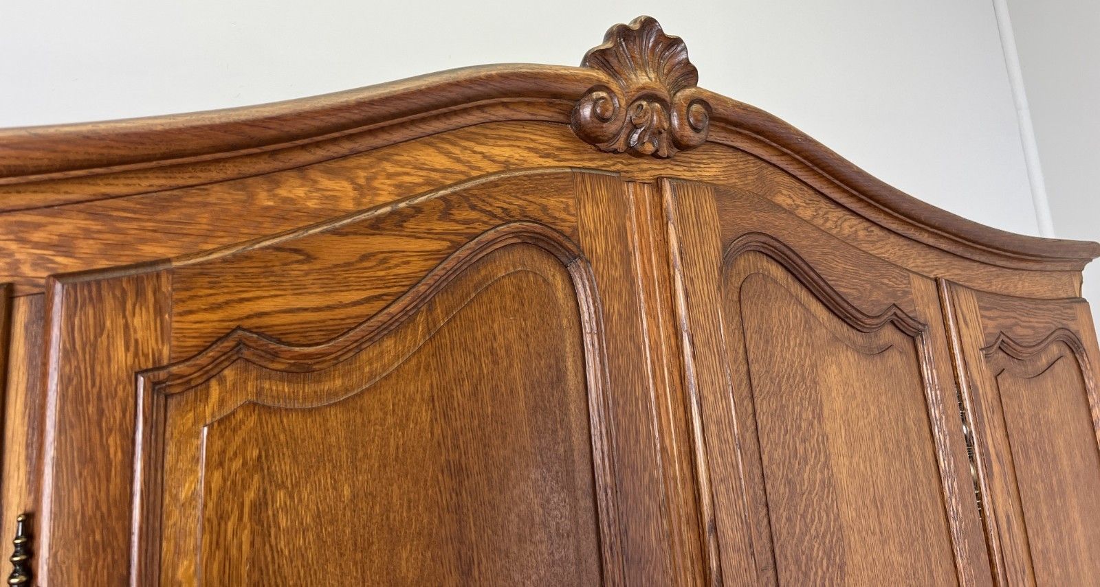 photo for sale Wardrobe Vintage French Louis XVI Style Four Door Oak Carved Armoire Lot 6080