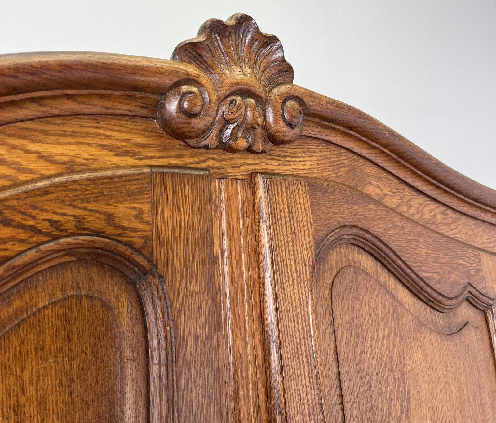 Furniture Wardrobe Vintage French Louis XVI Style Four Door Oak Carved Armoire Lot 6080 photo