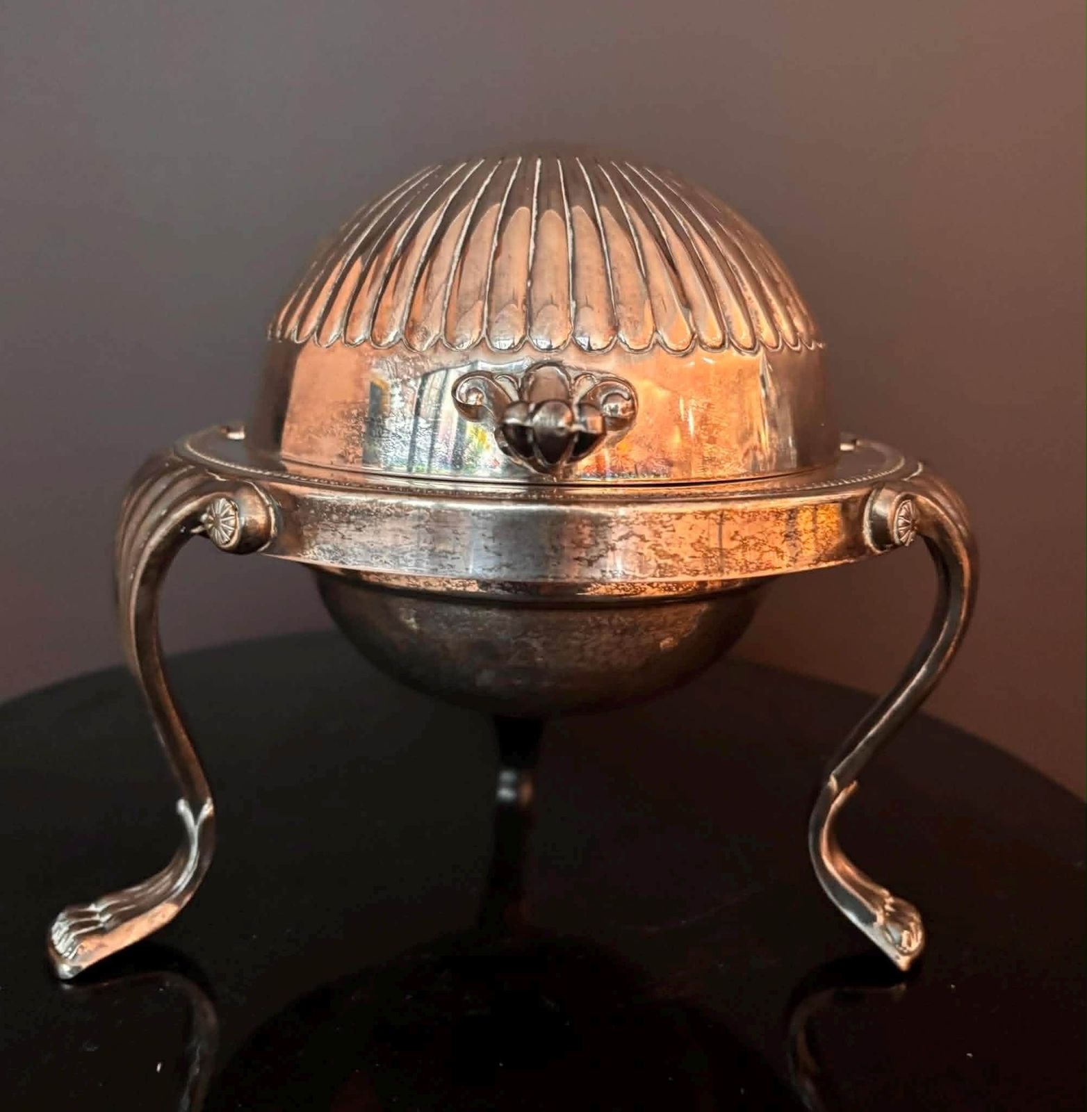 Caviar Dish Butter Dish With Lid Large Roll Top Silver Plated Breakfast Set Vintage Butter Globe Domed Lidded Dish Antique American photo buy
