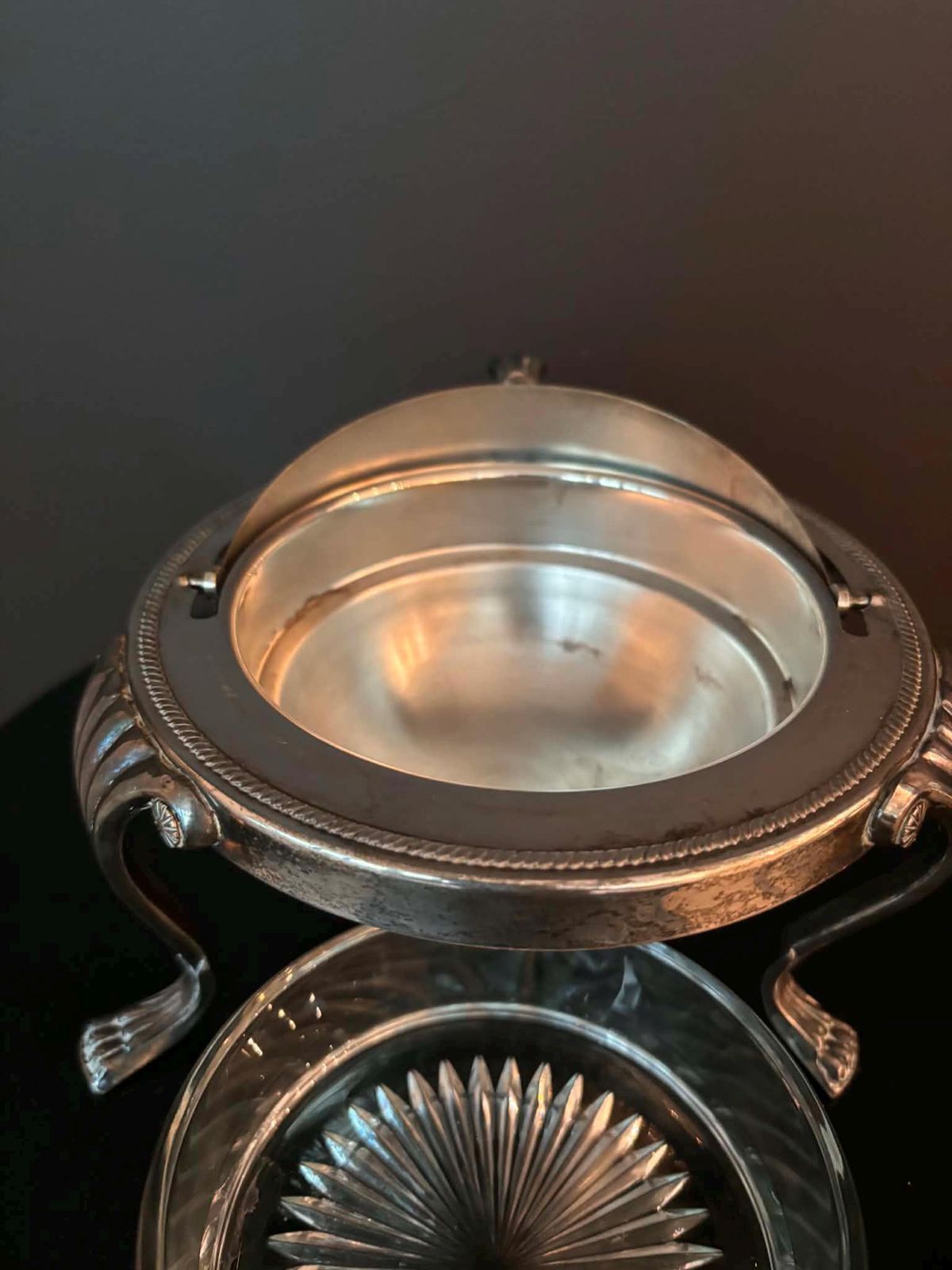 photo buy Caviar Dish Butter Dish With Lid Large Roll Top Silver Plated Breakfast Set Vintage Butter Globe Domed Lidded Dish Antique American
