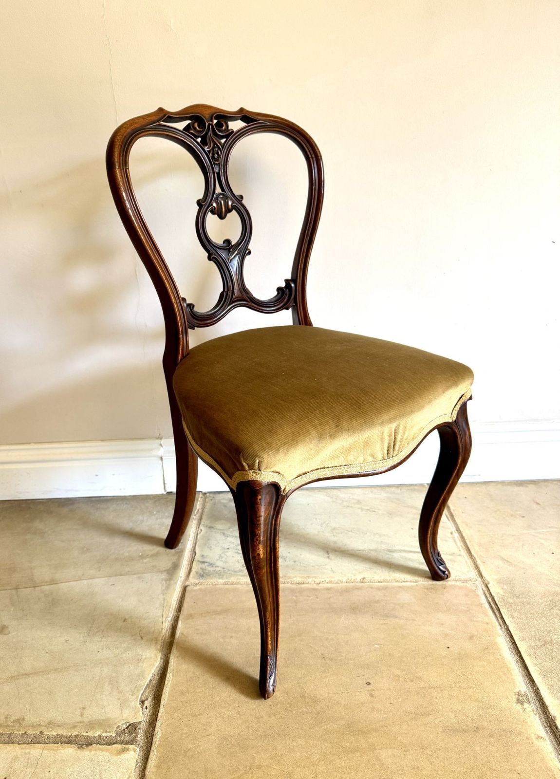 Elegant Quality Set Of Six Antique Carved Walnut Dining Chairs photo Furniture