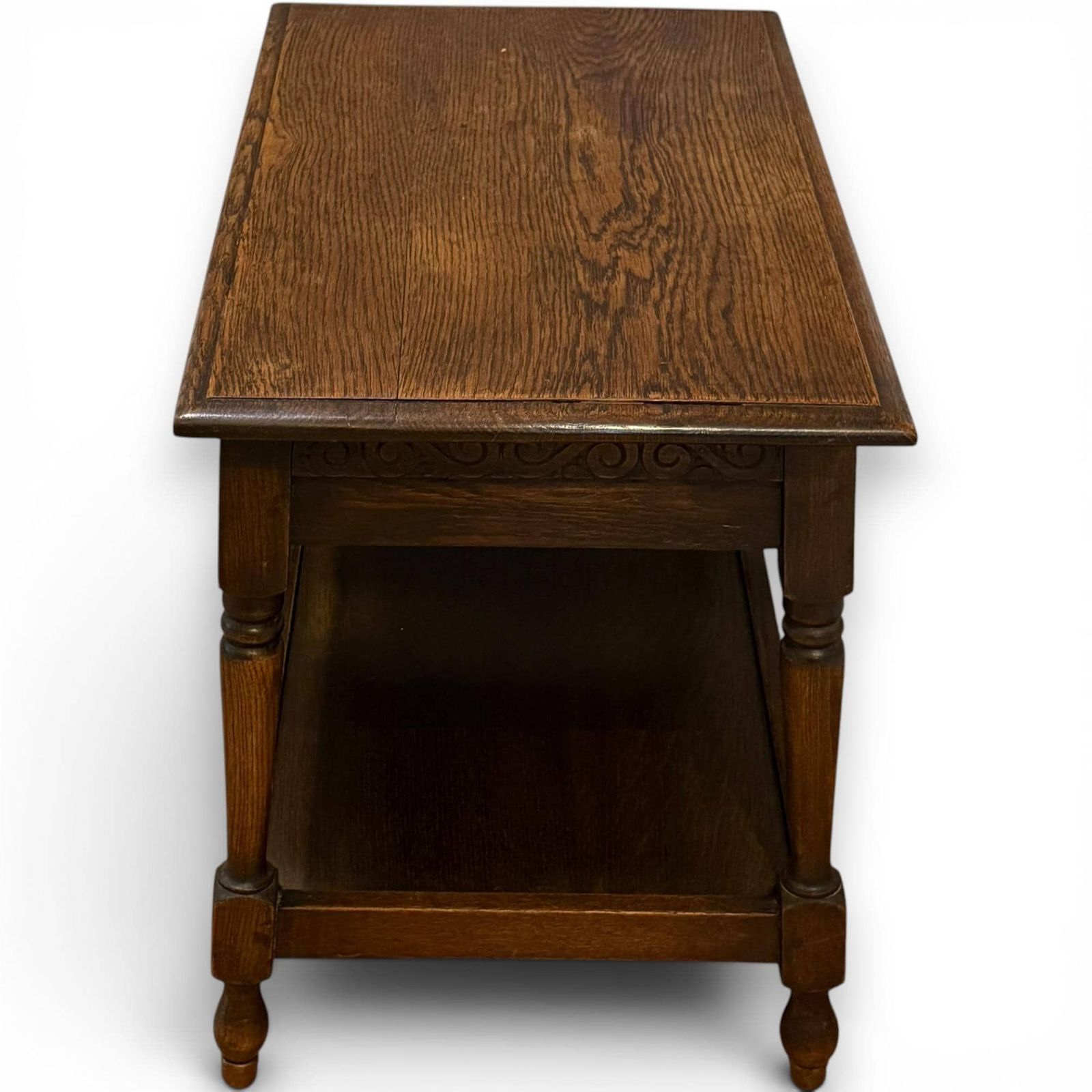 Victorian Oak Coffee Table With Carved Frieze & Lower Shelf photo 180.0