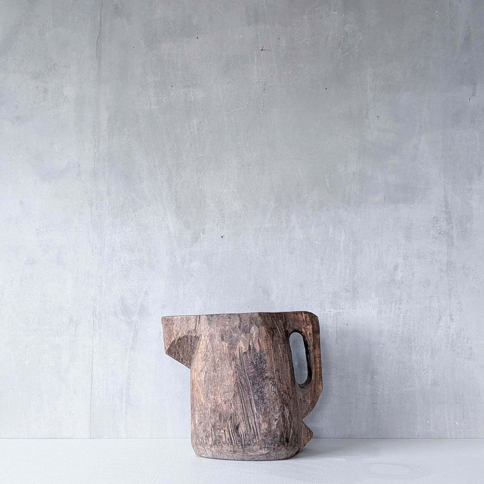 photo furniture Folk Art Sculptural Heavy Hardwood Chainsaw Cut Carved Jug 1