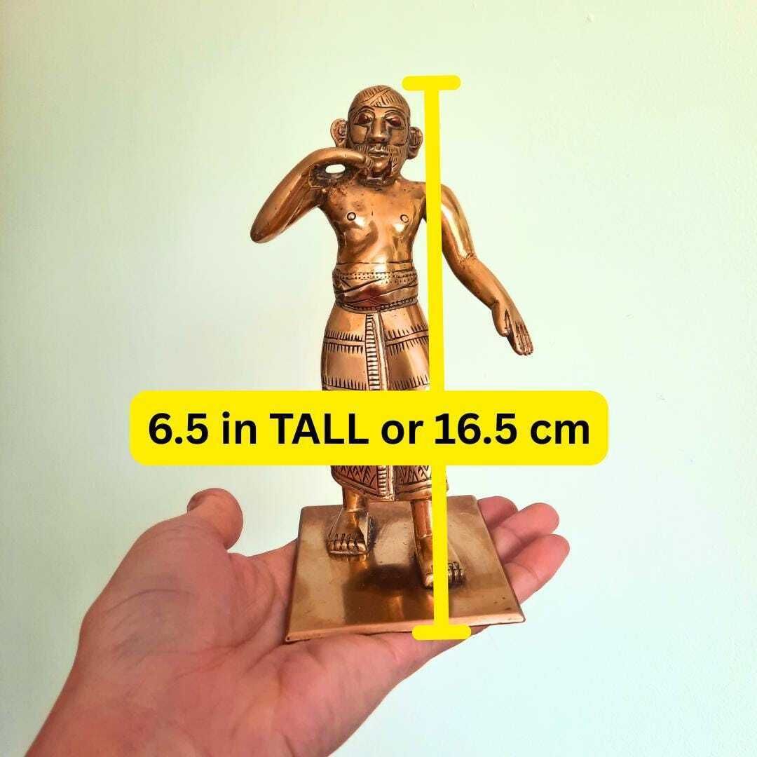 Mid Century Indian Solid Brass Folk Style Statue Of A Raj's Soldier Copper Eyes H 6.5'' Unique photo 60.0