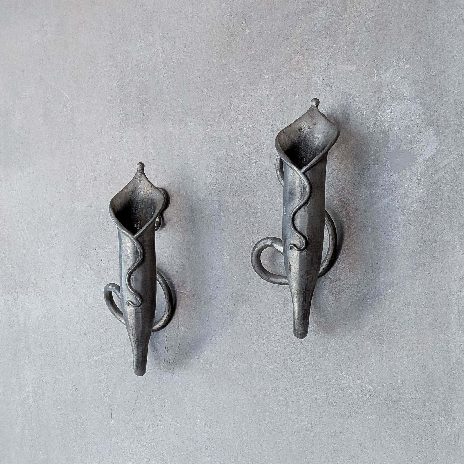 Pair Of Vintage Handmade Pewter Candle Holder Wall Sconces photo 140.0
