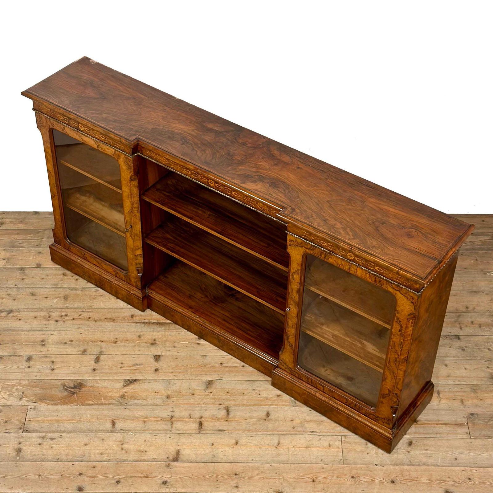 Antique Victorian Walnut Glazed Bookcase | Antique Furniture | Antique Shelving Unit | Antique Storage photo Furniture
