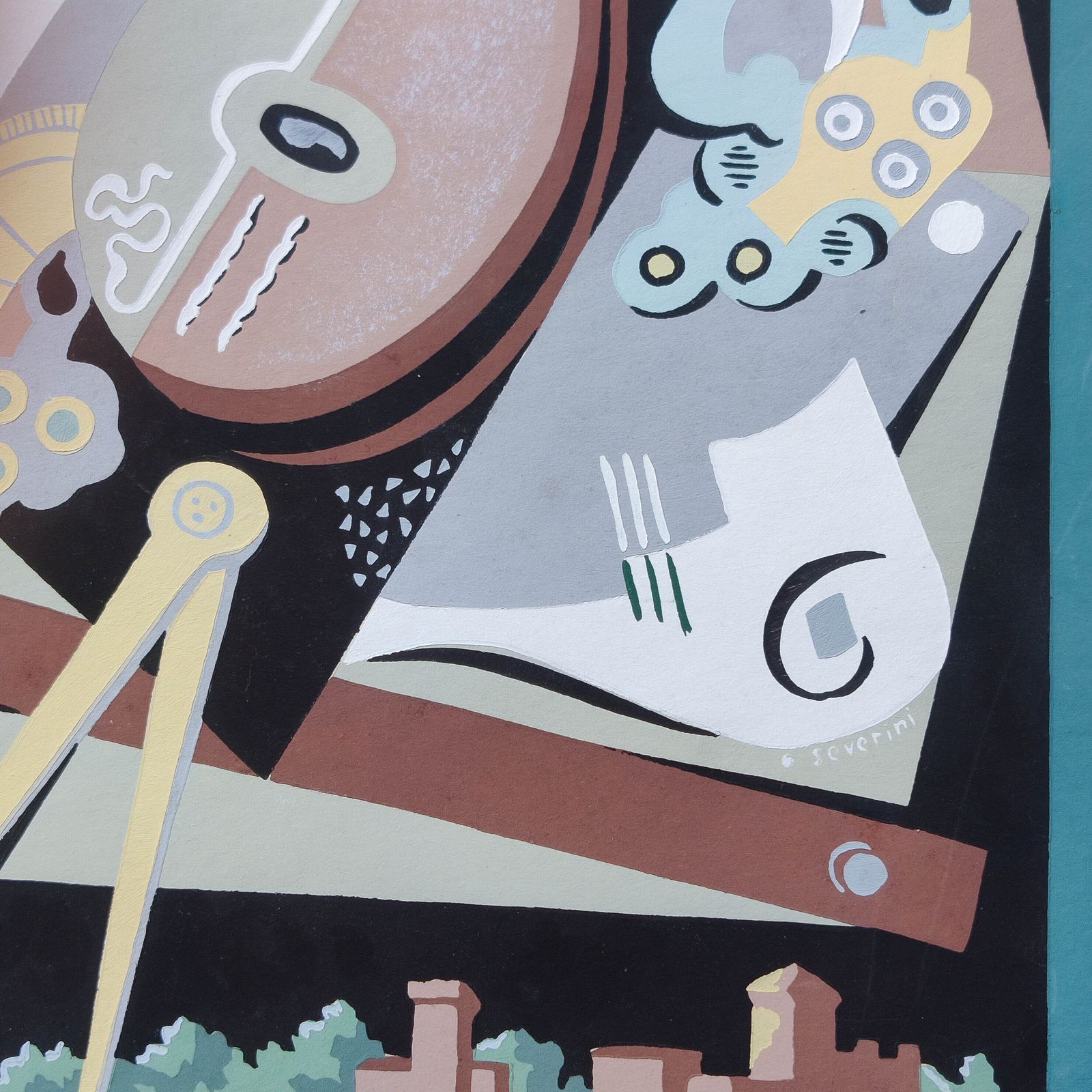 Gino Severini (1883 1966) Original Pochoir Print Still Life With Compass, 1930 photo vinterior