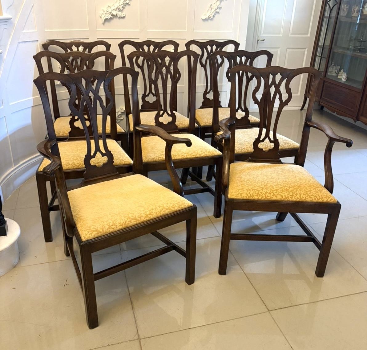 Furniture Antique 19th Century Mahogany Dining Chairs Set Of Eight 6 Singles 2 Carvers English photo