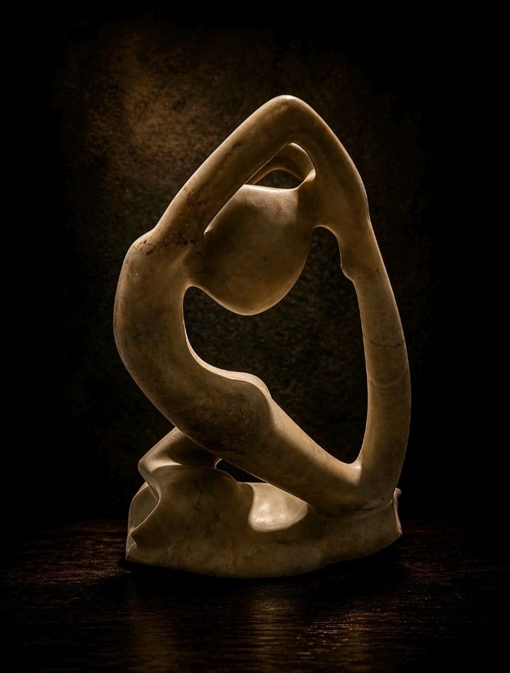 Stunning Abstract Large Marble Sculpture Heavy Modernist Figure Ornament 30cm photo for sale