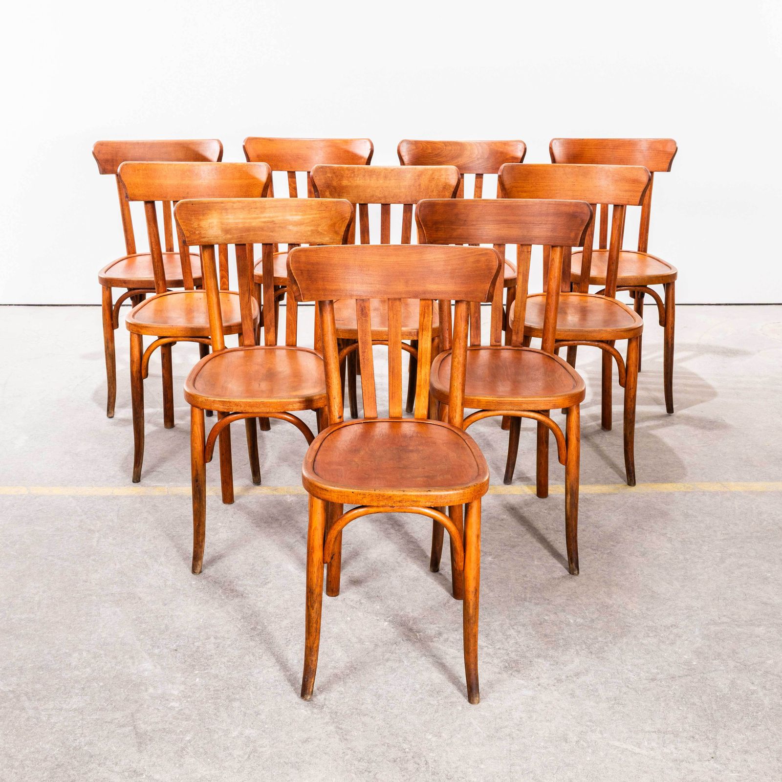 1950's Honey Oak Mahieu Bentwood Dining Chair   Set Of Ten