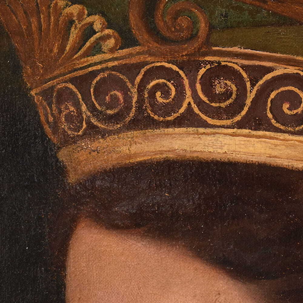 Antique Woman Portrait Painting, Young Woman, Oil On Canvas, XIX Century. photo vintage