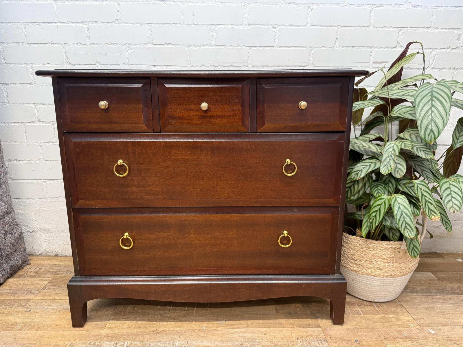 Stag Minstrel 3 Over 2 Chest Of Drawers – Original Mahogany Finish photo furniture