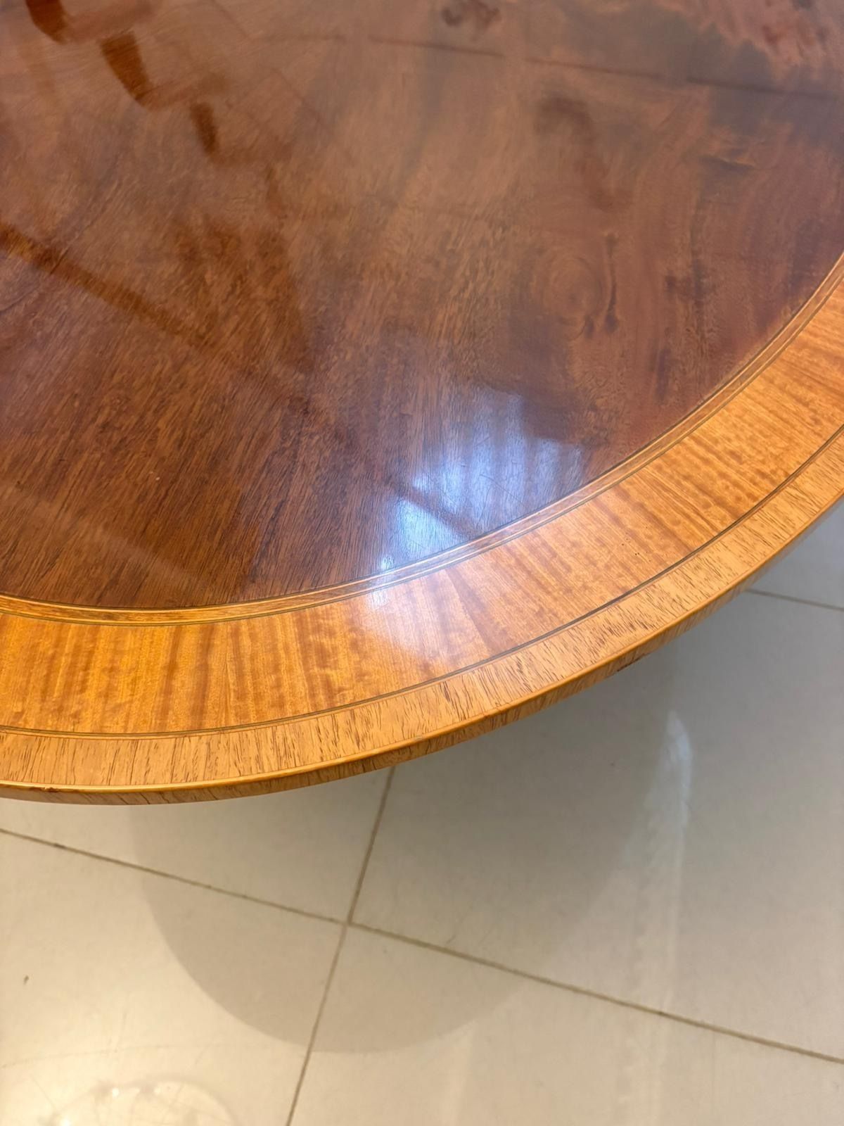 photo for sale Antique Figured Mahogany Oval Dining Table Satinwood Crossbanded 8 Seater