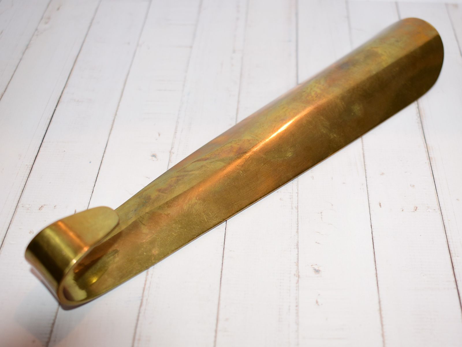 photo for sale Wwi British Brass Trench Art Shoehorn With "Home Sweet Home" Engraving, C.1915