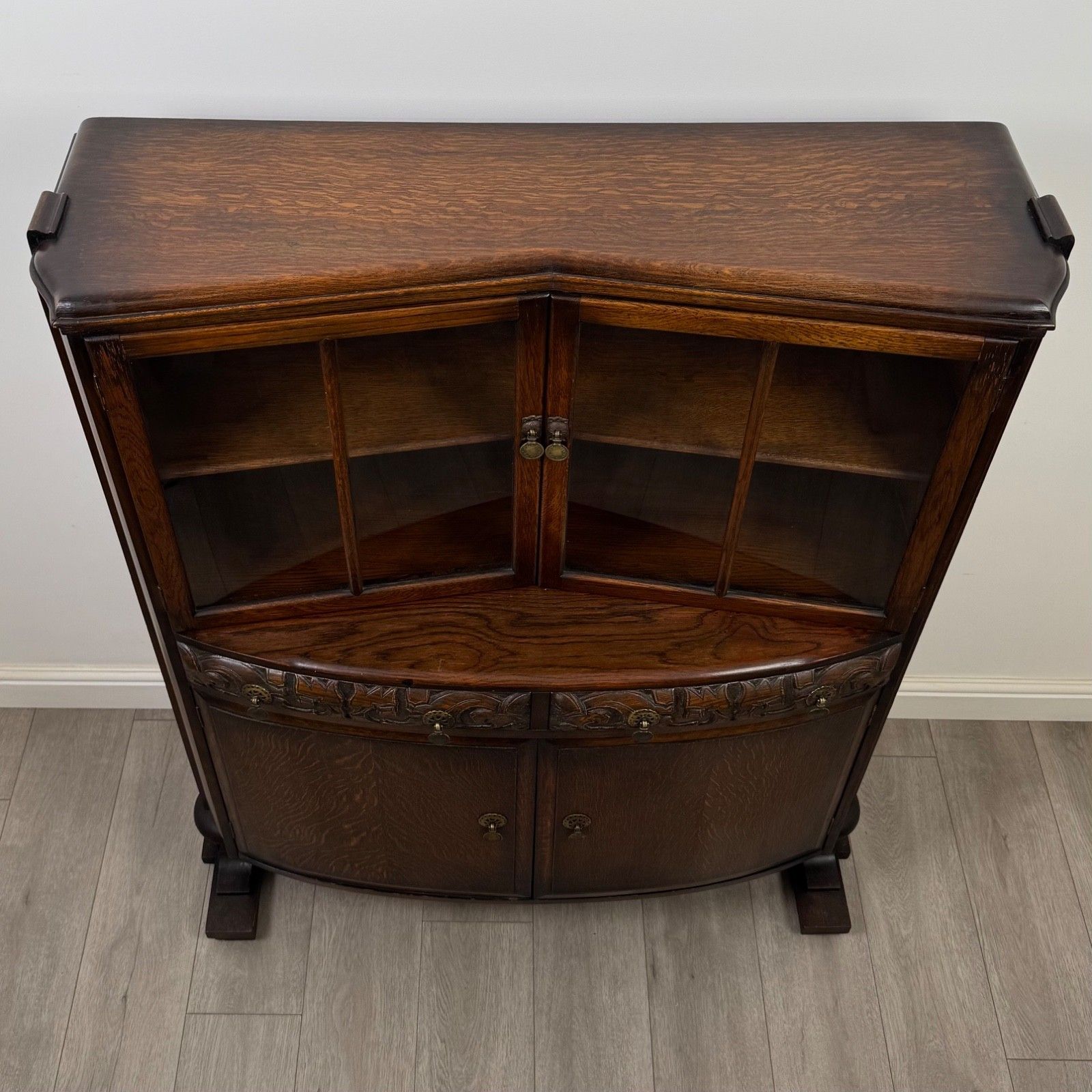photo for sale Antique 20th Century Edwardian Display Cabinet In Oak ( Af 5653 )