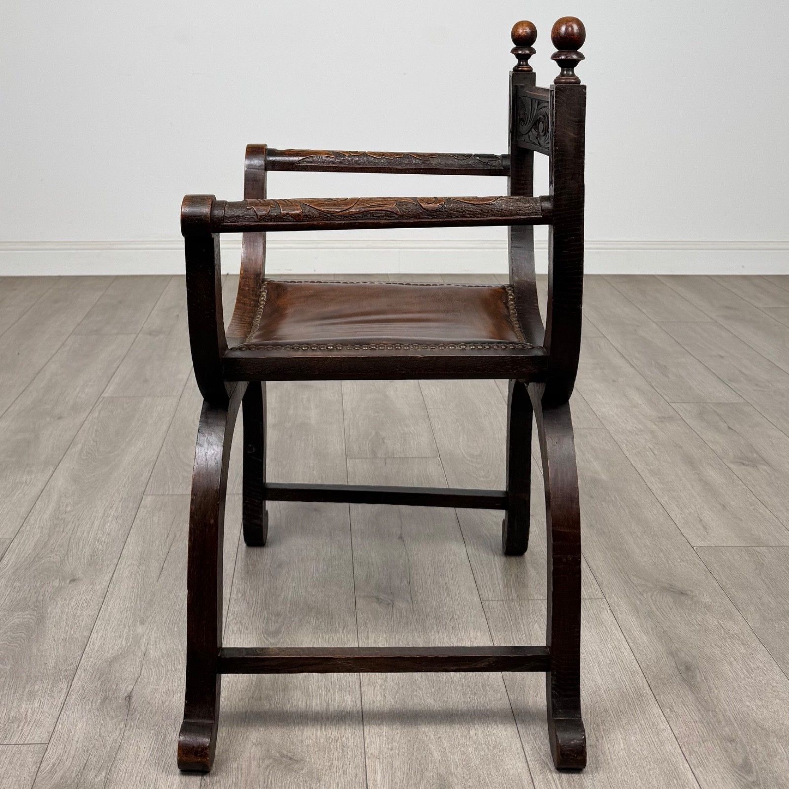 Antique 19th Century Victorian Savonarola Chair In Oak ( Af 5683 ) photo furniture