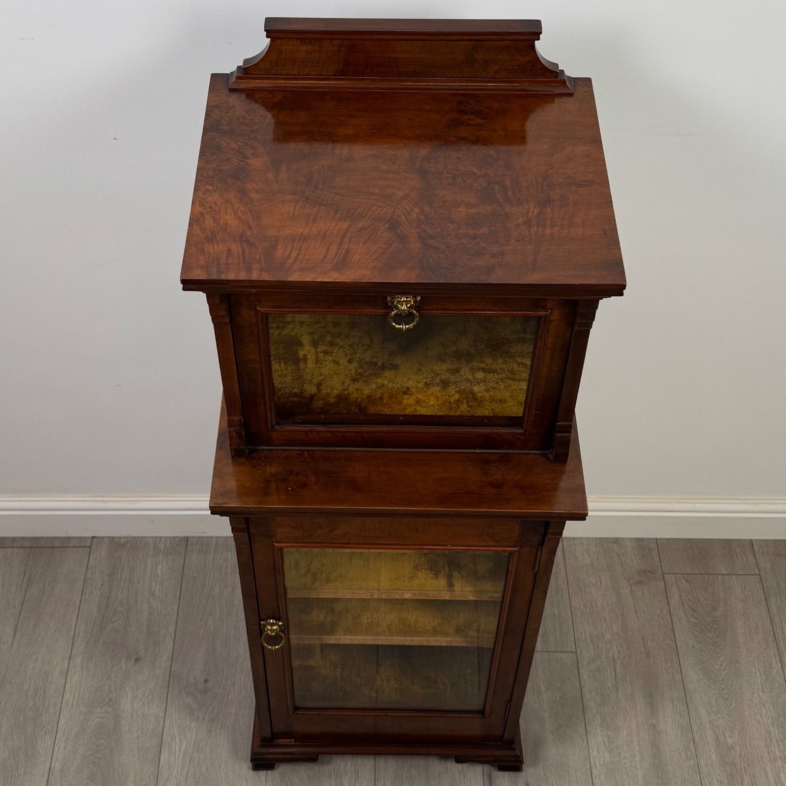photo for sale Antique 19th Century Narrow Display Cabinet In Walnut ( Af 5651 )