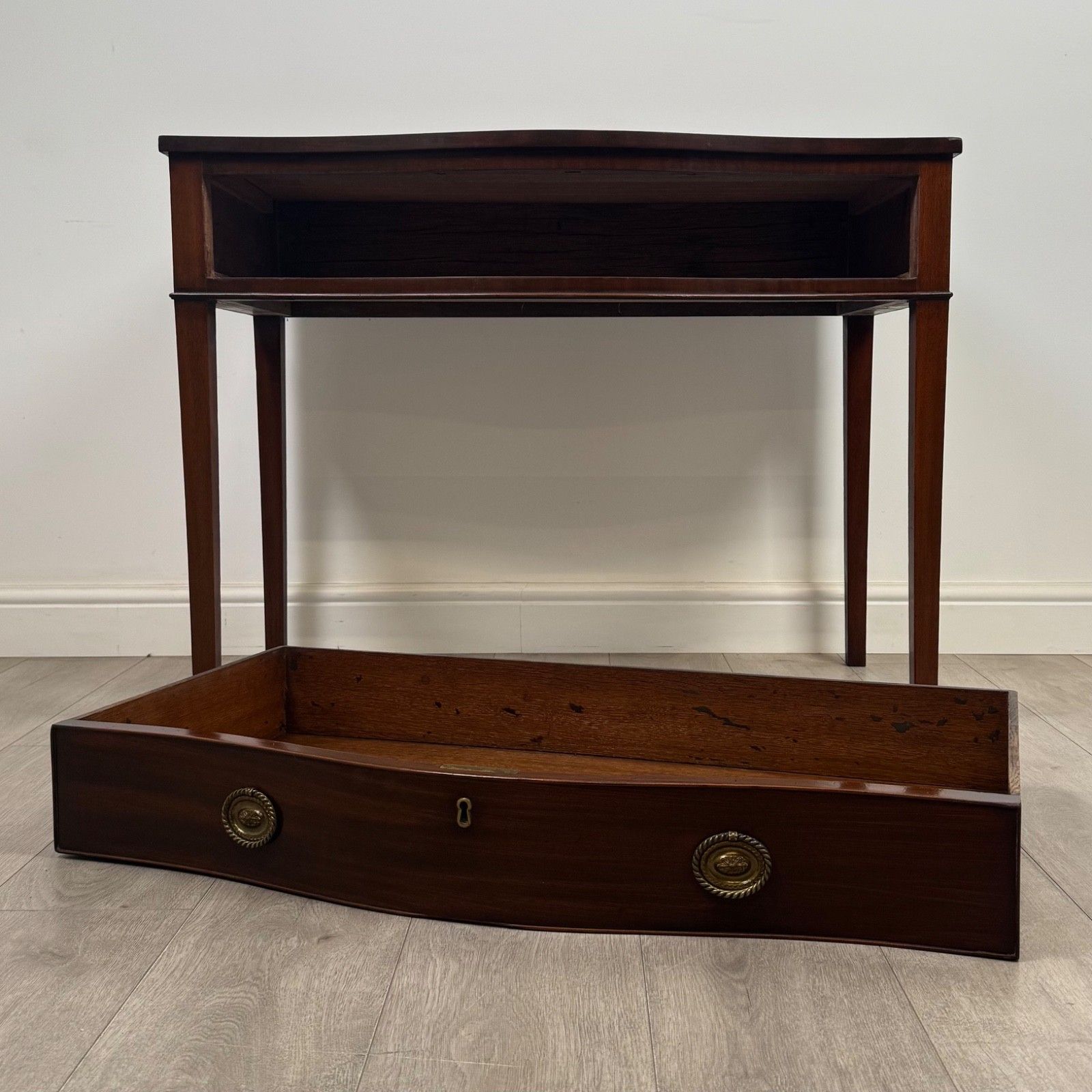 photo for sale Antique 19th Century Serpentine Writing Table In Mahogany ( Af 5691 )