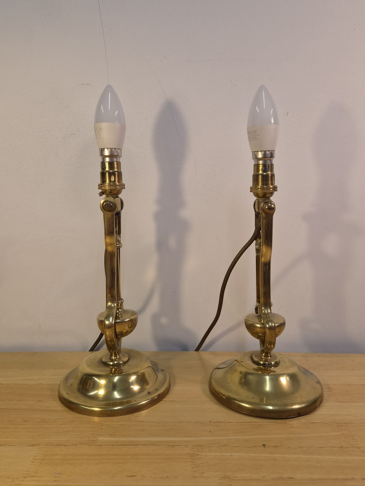 photo furniture Matched Pair Of Antique Brass Maritime Gimbal Wall Sconces Or Table Lamps  Playmit & Mcgeoch