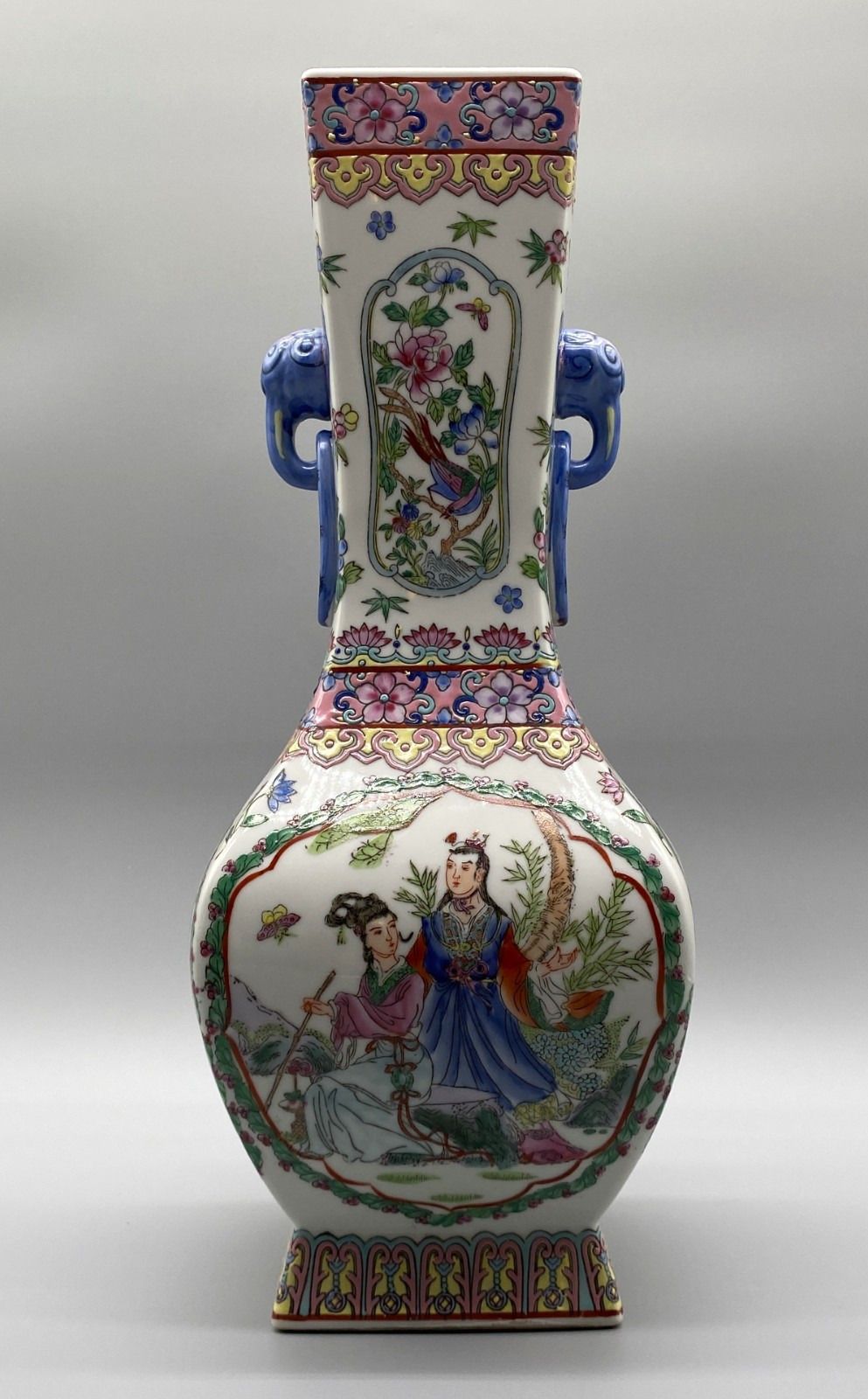 Superb, Tall Pair Of Contemporary Chinese Famille Rose Elephant Vases photo for sale