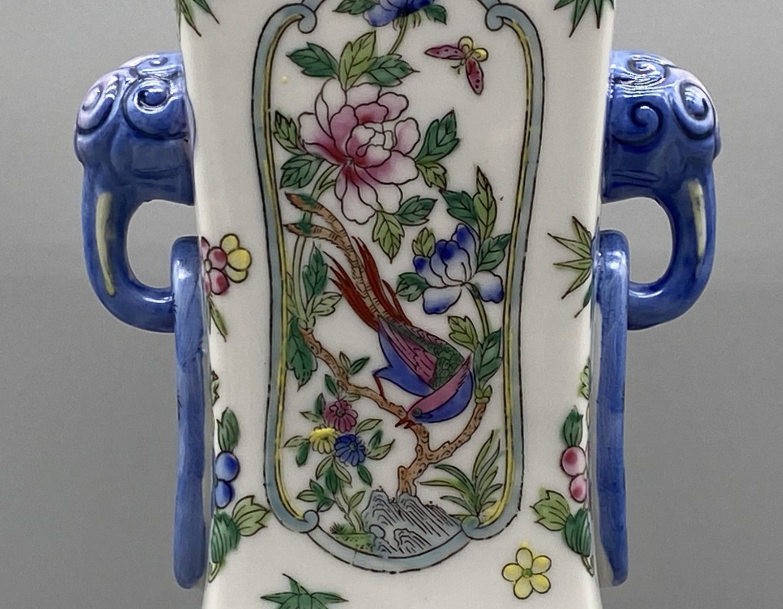 photo buy Superb, Tall Pair Of Contemporary Chinese Famille Rose Elephant Vases