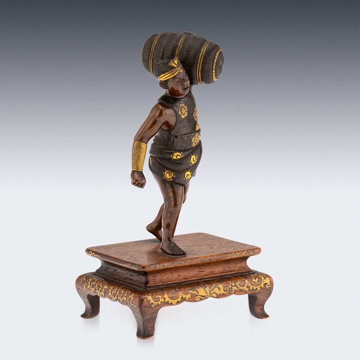 Antique 19thc Japanese Meiji Period Gilt Bronze Figure Of A Labourer By Miyao Ei photo buy