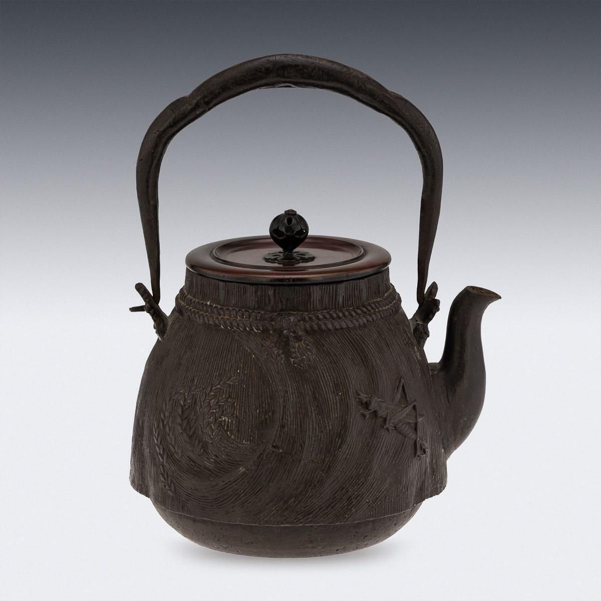 Antique 19thc Japanese Cast Iron 'Ryubundoa' Carved Tetsubin Kettle C.1890 photo 1820.0
