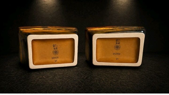 Stunning Pair Royal Doulton Vases Sunset Landscape Art Deco England Rare photo 297.0