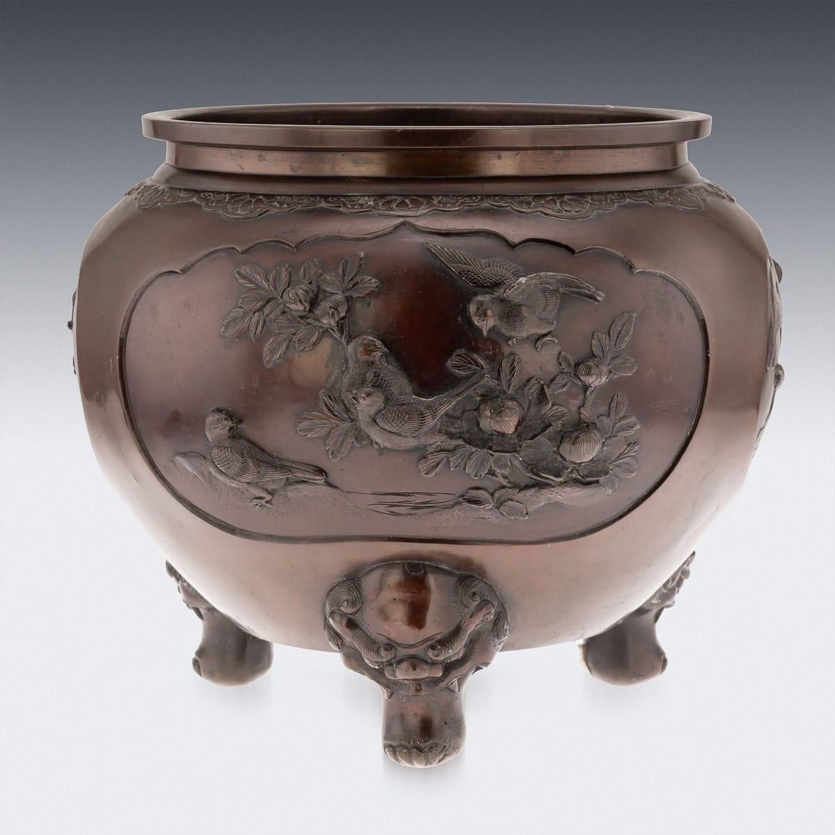 Antique 19th Century Japanese Meiji Period Large Bronze Mythological Jardinière photo for sale