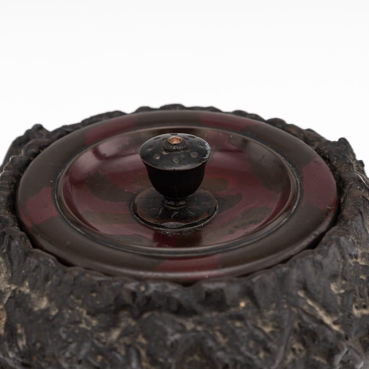 Antique 19thc Japanese Cast Iron 'Seiryudoa' Carved Tetsubin Kettle C.1890 photo vinterior
