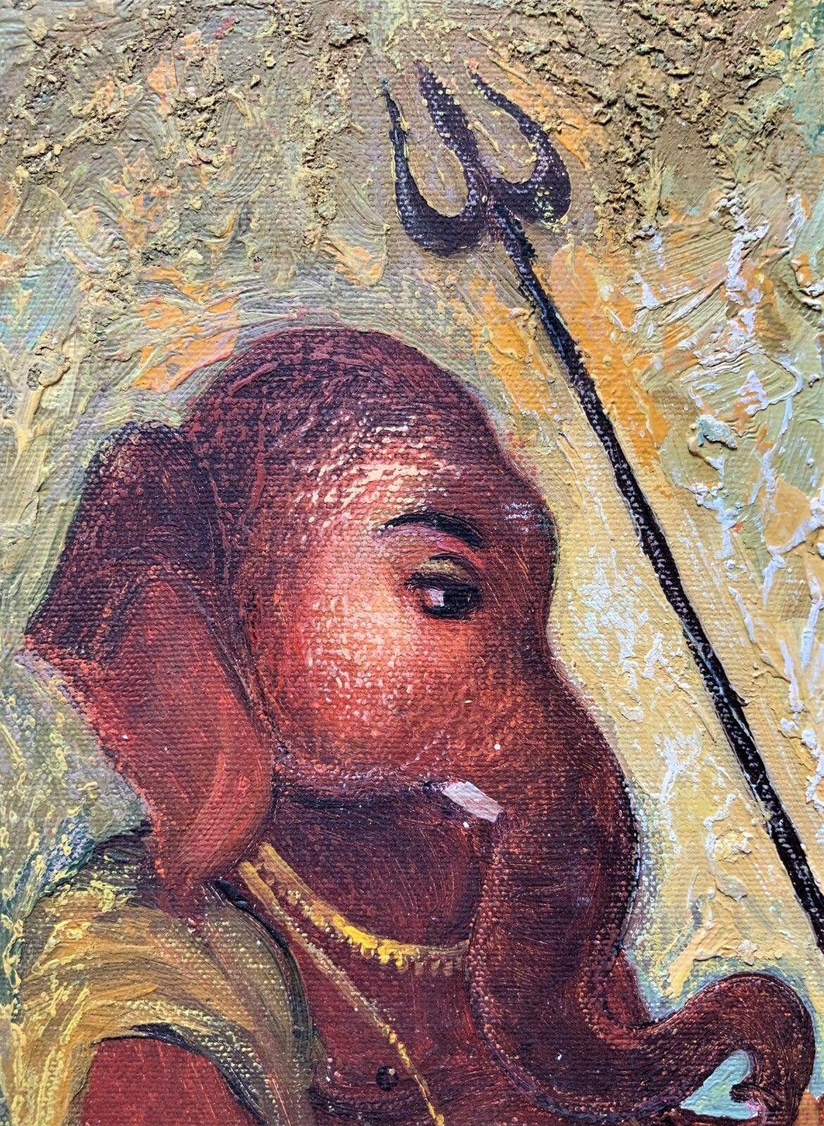 'The Ganesha Goddess' Beautiful Original Abstract Portrait Painting photo vintage