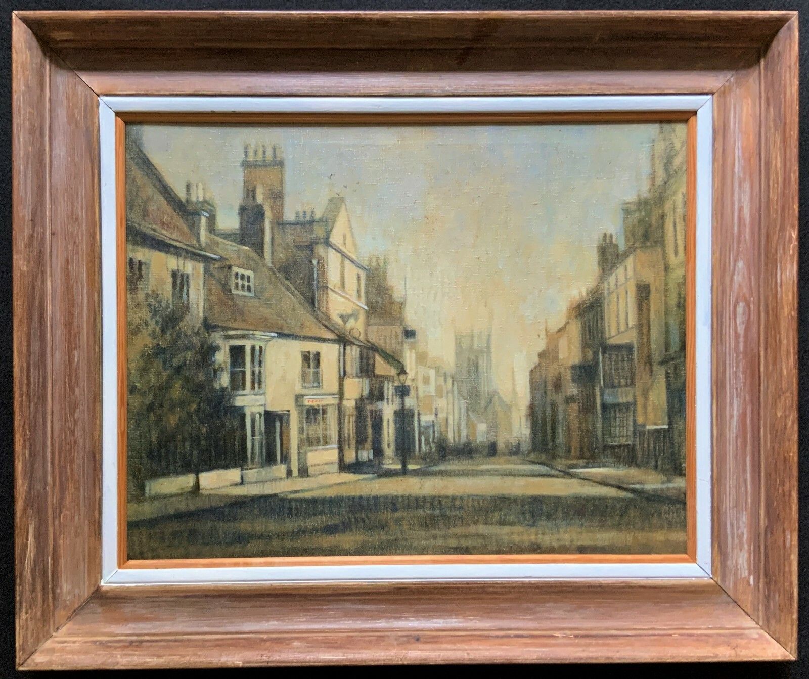 Stunning Original Mid 20thc Vintage Impressionist Town Street Oil Painting