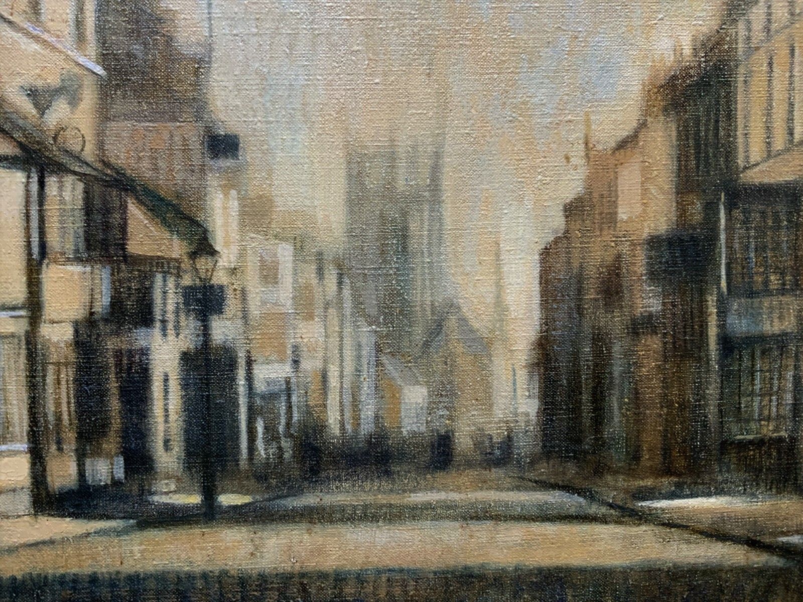Stunning Original Mid 20thc Vintage Impressionist Town Street Oil Painting photo buy