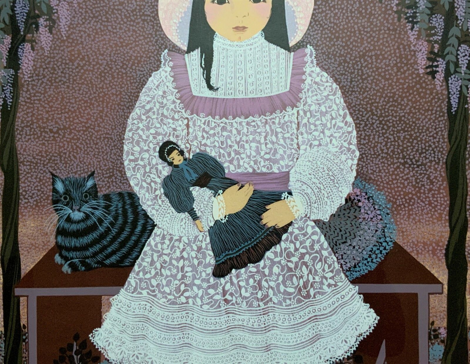Patricia Barton (B.1920) Beautiful Artist's Proof Print Of A Little Girl & Doll photo Art