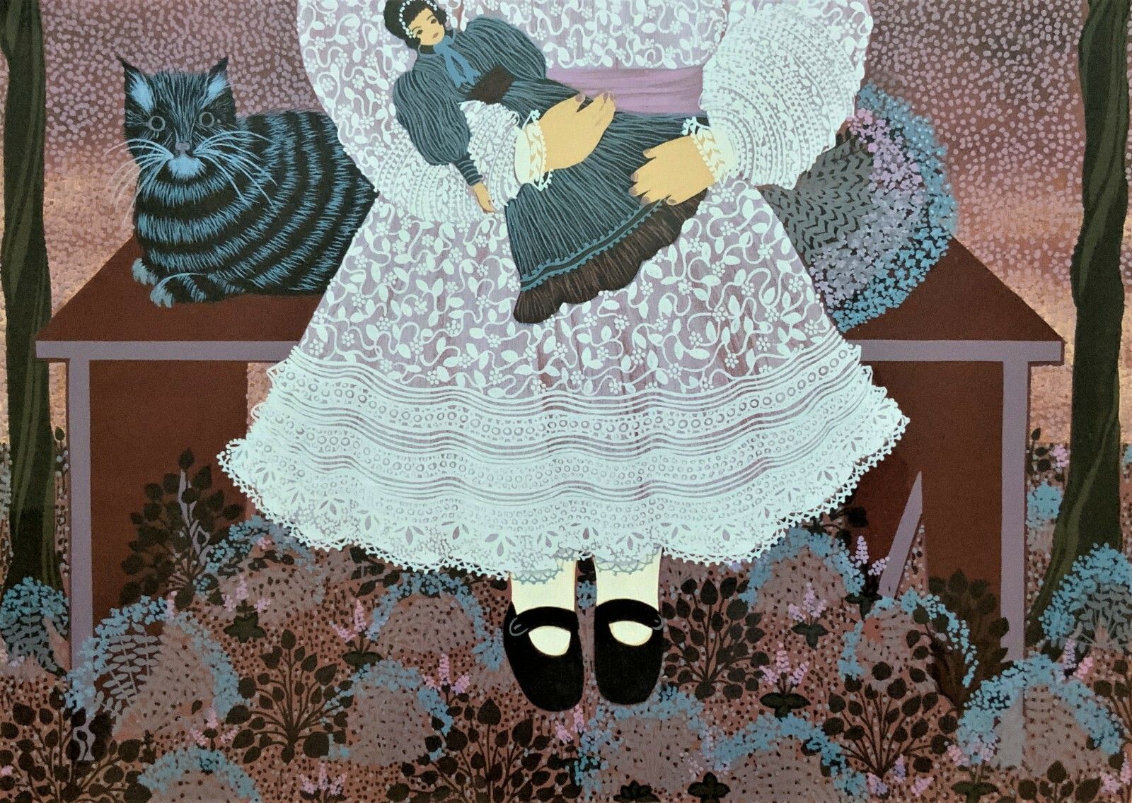 Patricia Barton (B.1920) Beautiful Artist's Proof Print Of A Little Girl & Doll photo buy