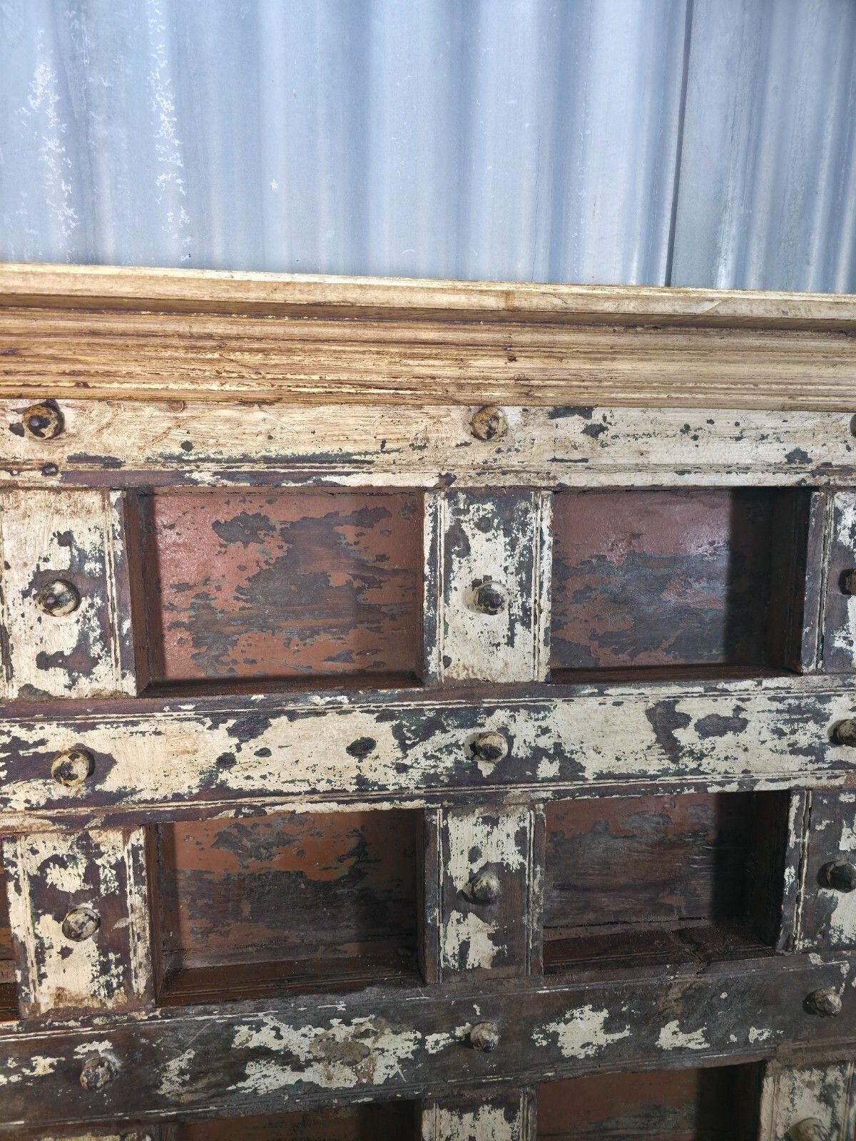 Antique Vintage Rustic Reclaimed Indian Wooden King Size Double Bed Headboard photo buy