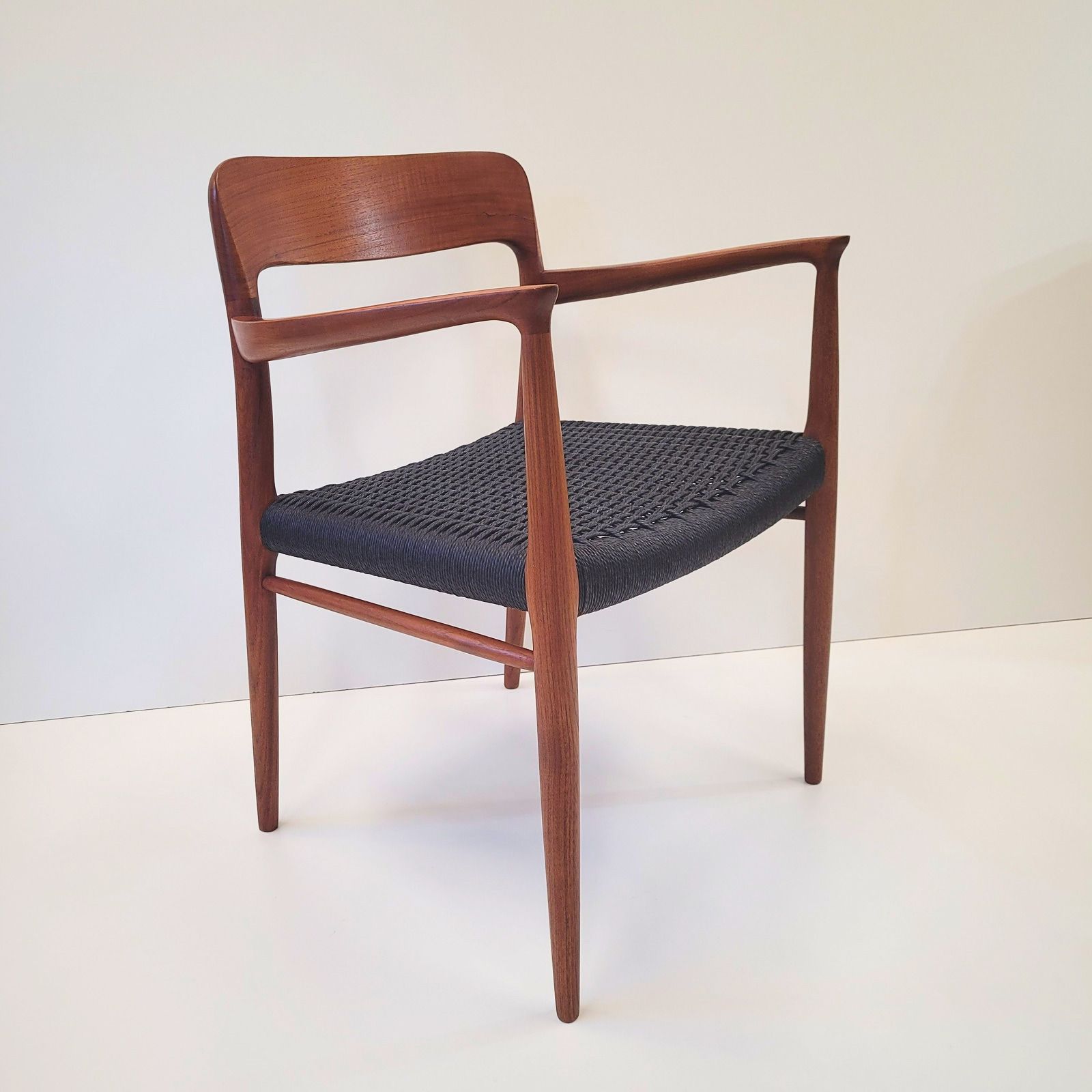 Niels Otto Møller #56 Teak Armchair With Black Paper Cord photo Furniture