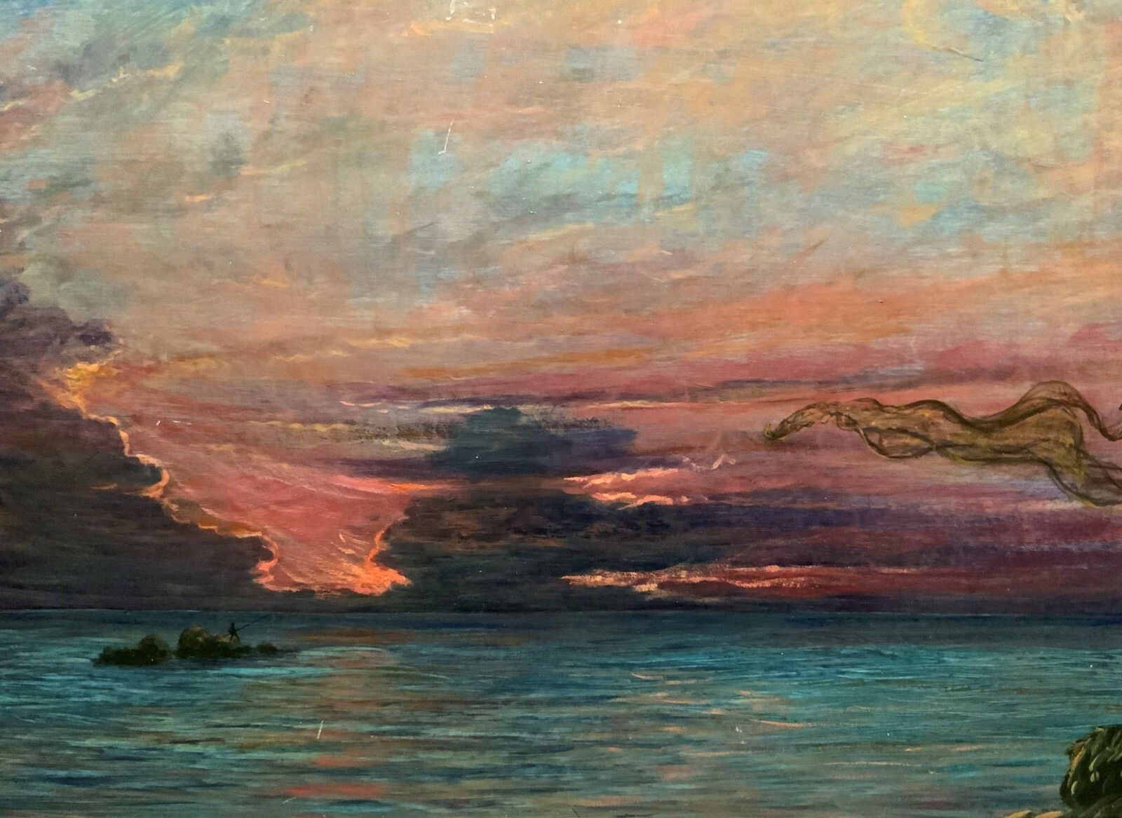 'The Last Throw' Original Signed 1972 Vintage Seascape Oil On Board Painting photo 245.0