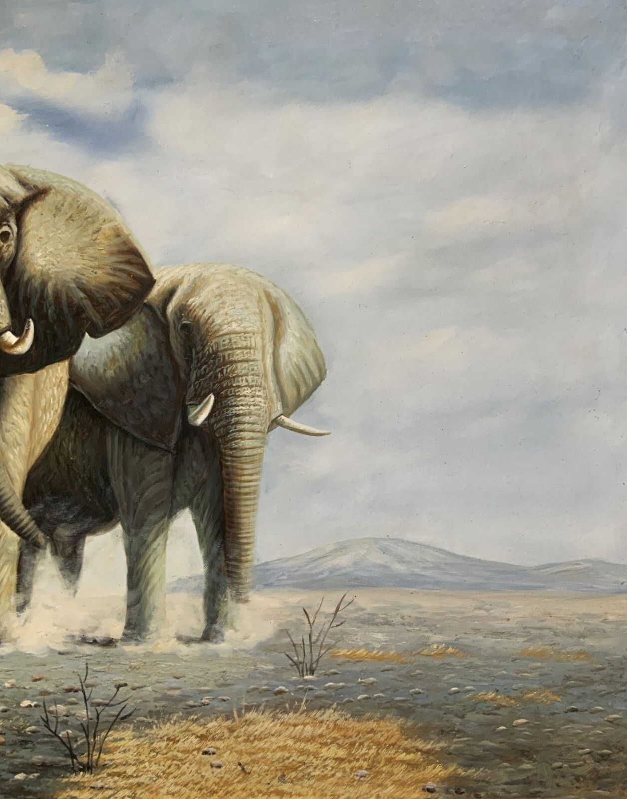 Circle Of David Sheppard (1931 2017) Large Superb Elephant Wildlife Oil Painting photo 1950.0