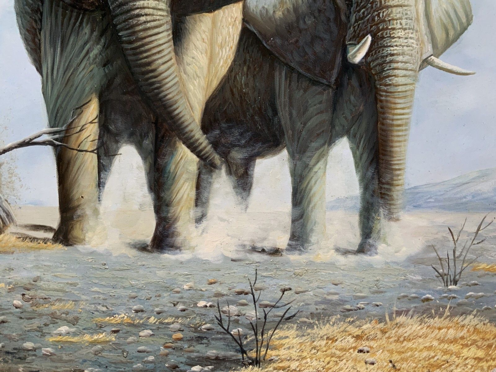 photo furniture Circle Of David Sheppard (1931 2017) Large Superb Elephant Wildlife Oil Painting