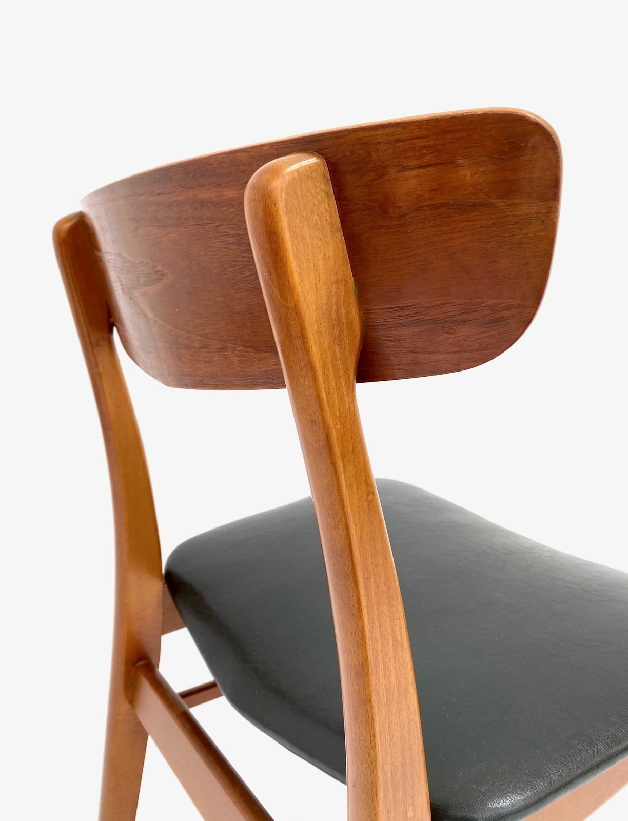 Danish Farstrup Set Of 6 Teak & Beech Black Vinyl Dining Chairs Mid Century 1960s photo furniture