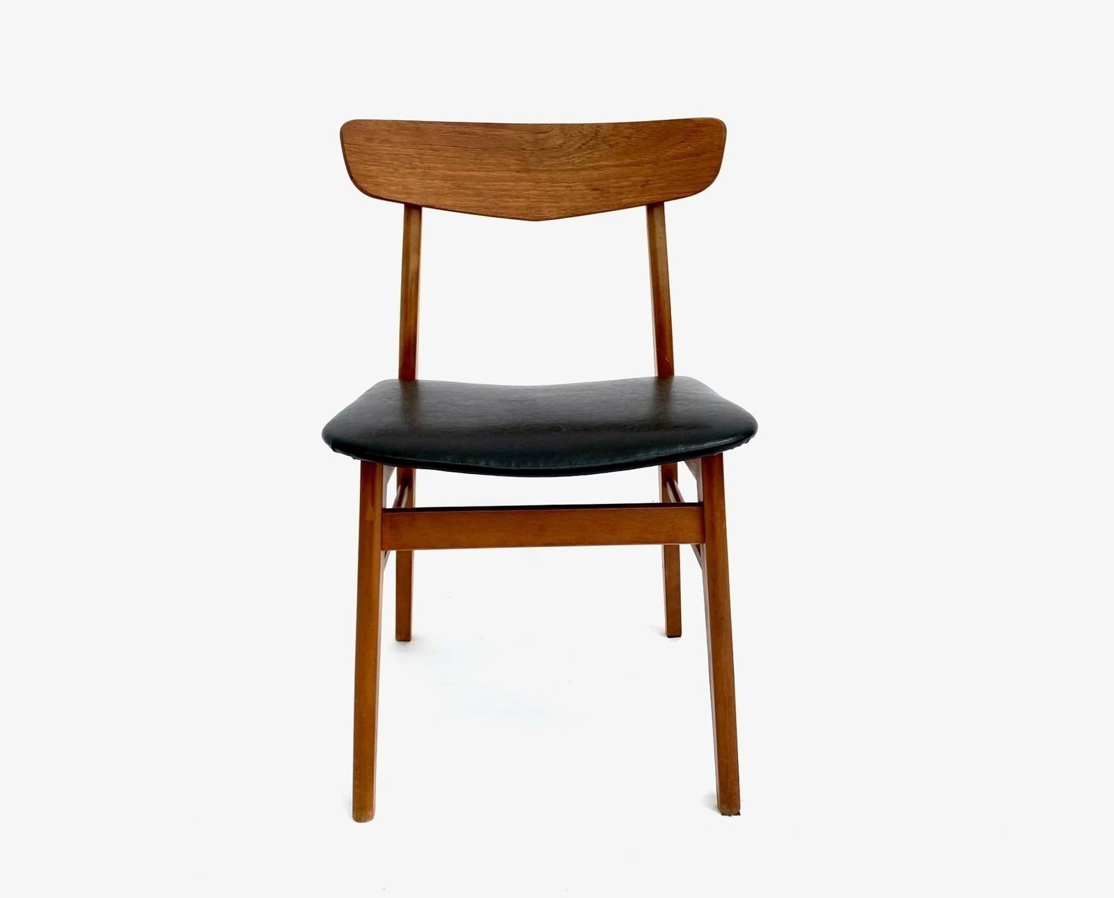 Danish Farstrup Set Of 6 Teak & Beech Black Vinyl Dining Chairs Mid Century 1960s photo Furniture