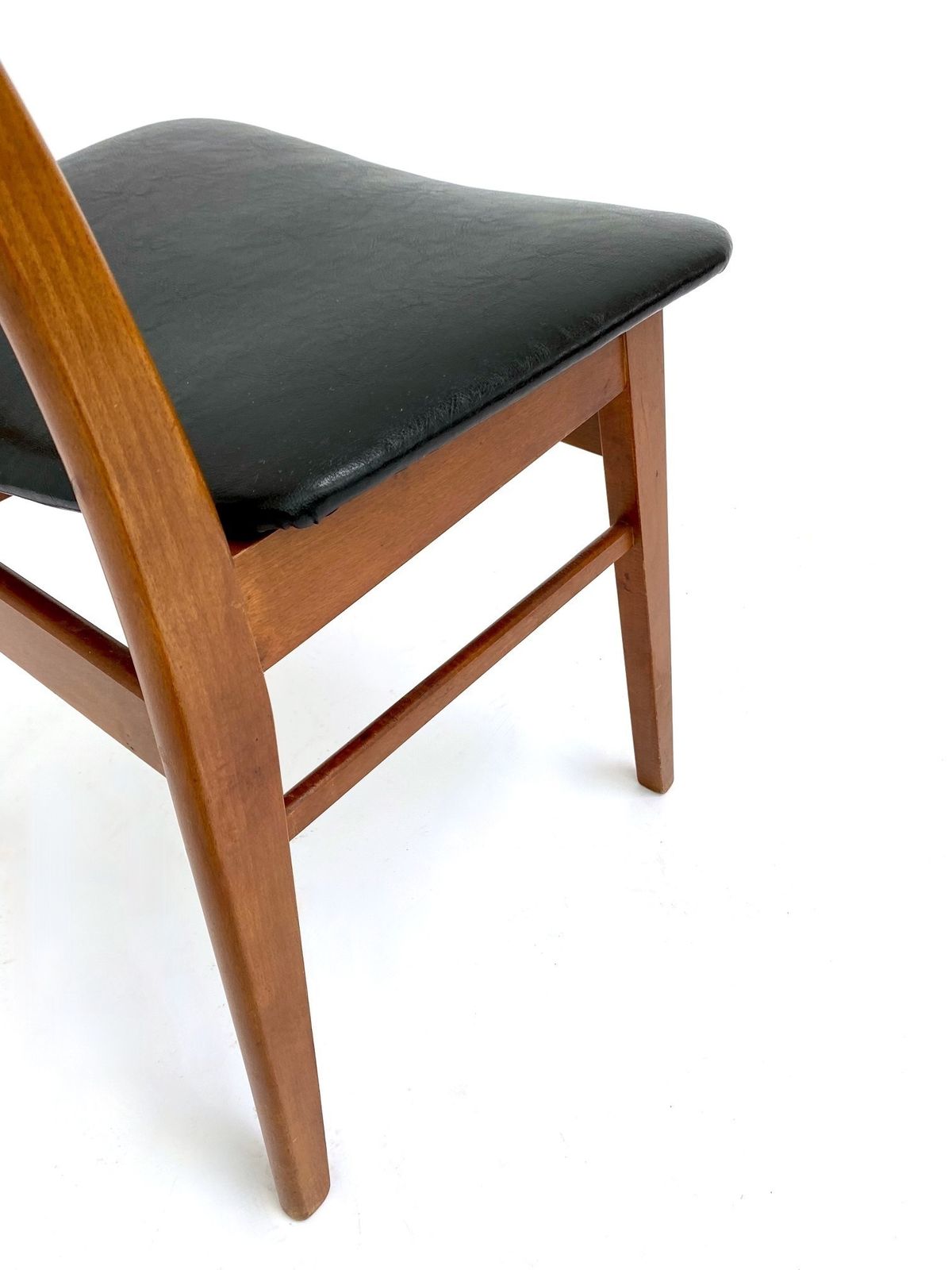 Danish Farstrup Set Of 6 Teak & Beech Black Vinyl Dining Chairs Mid Century 1960s photo buy