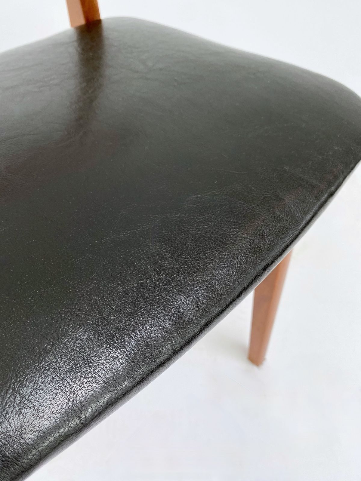 1450.0 Danish Farstrup Set Of 6 Teak & Beech Black Vinyl Dining Chairs Mid Century 1960s photo