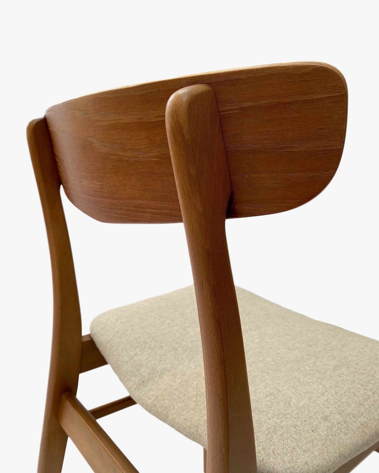 Danish Farstrup Set Of 6 Teak And Beech Cream Wool Dining Chairs Mid Century 1960s photo 1450.0