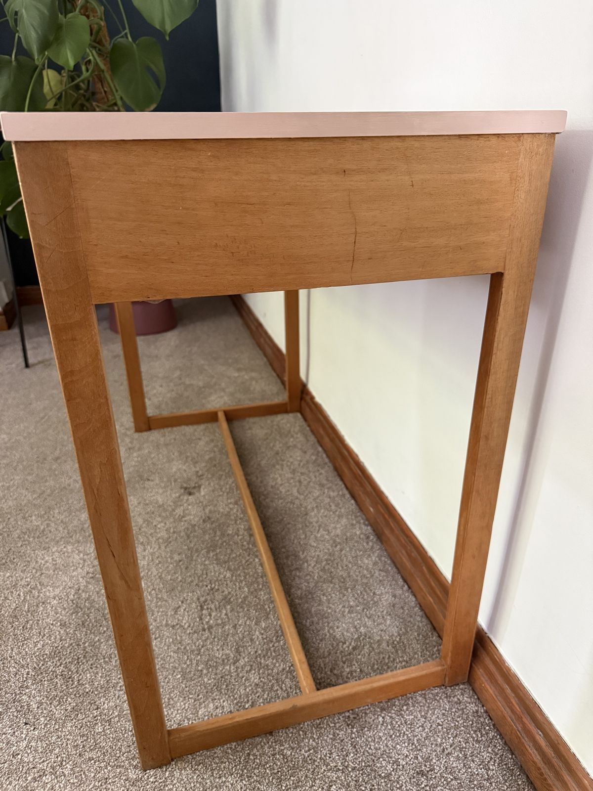 Mid Century Herbert E. Gibbs Desk With Hand Tiled Pink Metro Top — One Of One photo vintage